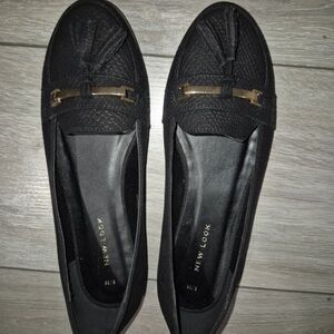 New Look Black Loafers with Gold Accent